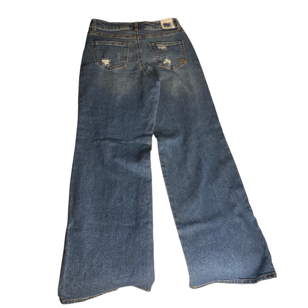 Y2K Grunge Distressed Wide Leg Blue Denim Jeans Indigo Rein Size 9 W28 L32 - Picture 5 of 6
